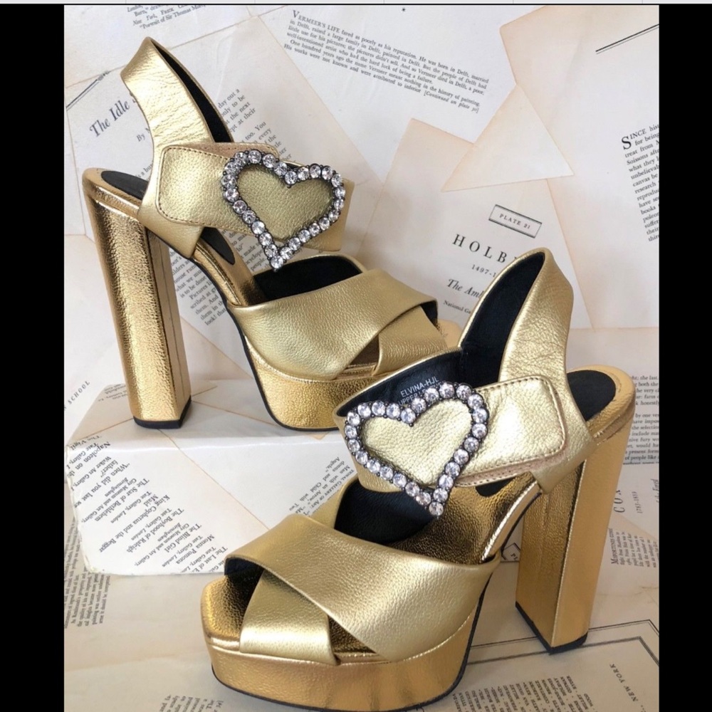 Jeffrey Campbell Pebble Leather Heart Platform 7.5 - Picture 5 of 5